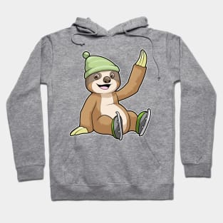 Sloth at Ice skating with Ice skates Hoodie